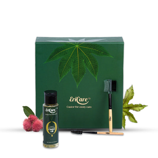 Organic castor oil for eyelashes growth. Organic castor oil kit that promotes fuller, thicker, and darker eyebrows for enhanced beauty.