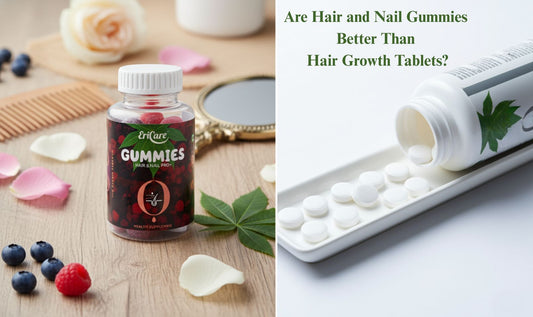 Comparision Shows Hair & Nail Gummies vs Hair Growth Tablets- which is better ?