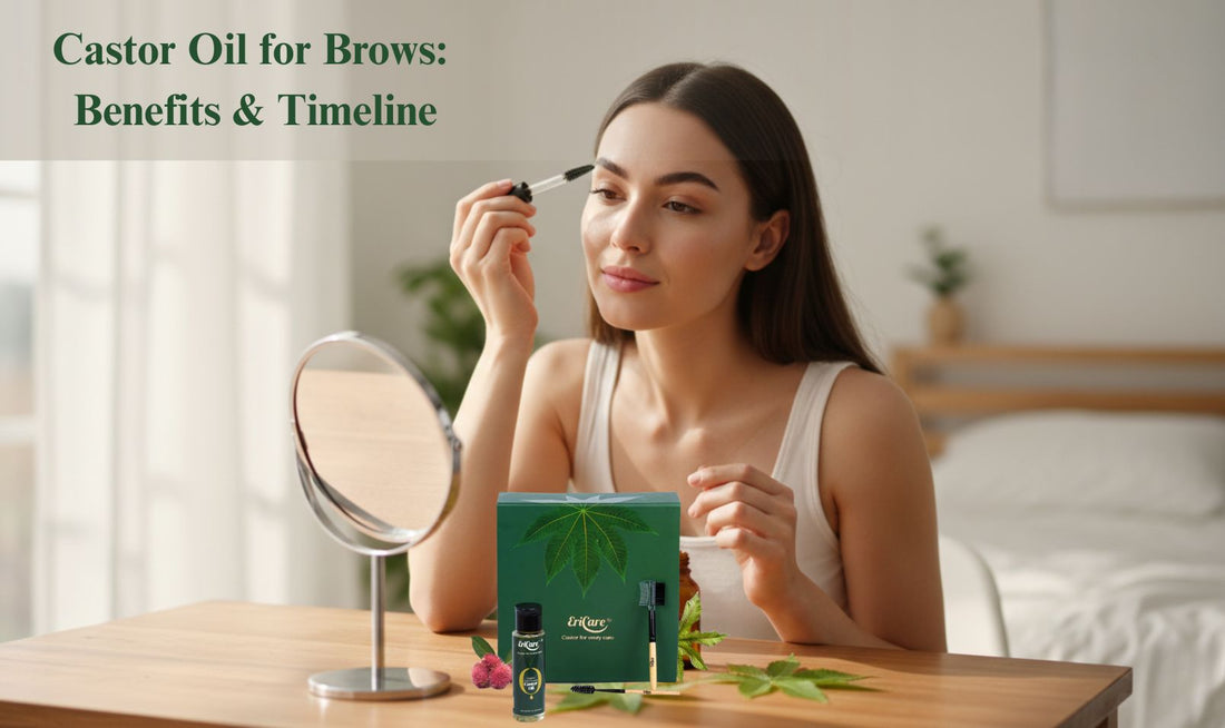 A lady applying Castor Oil for Brows on their Eyebrow