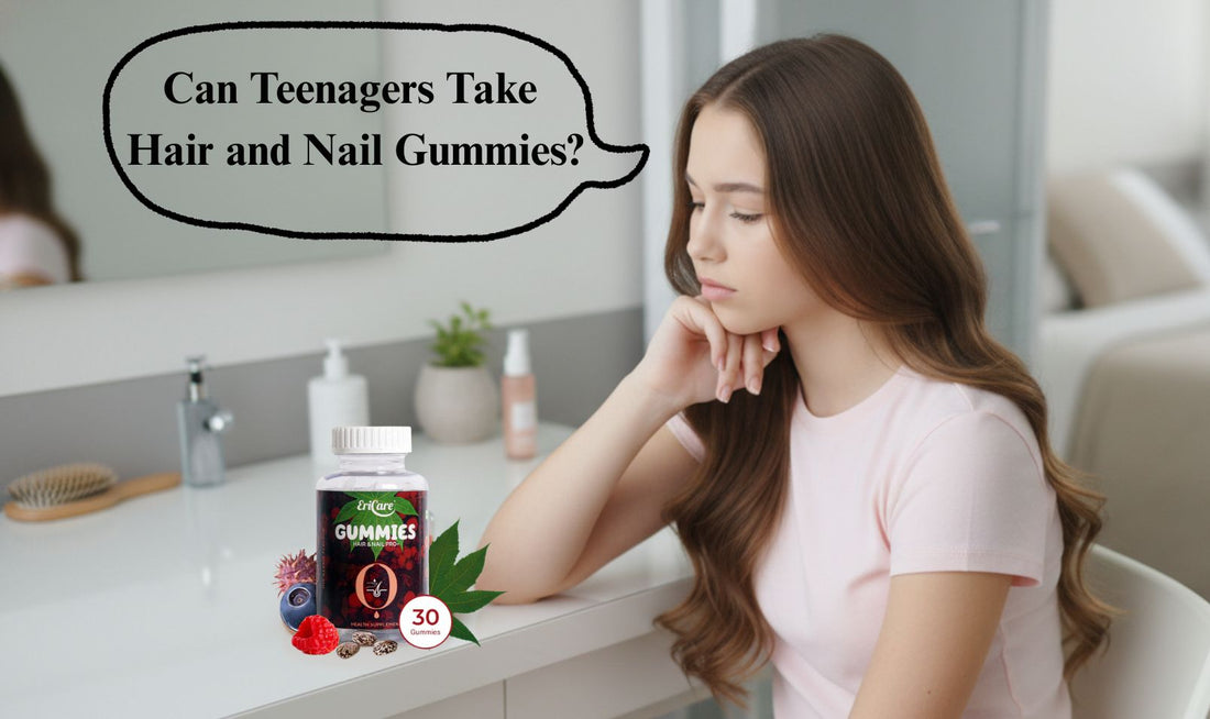 A girl thinking that Can Teenagers Take Hair and Nail Gummies?
