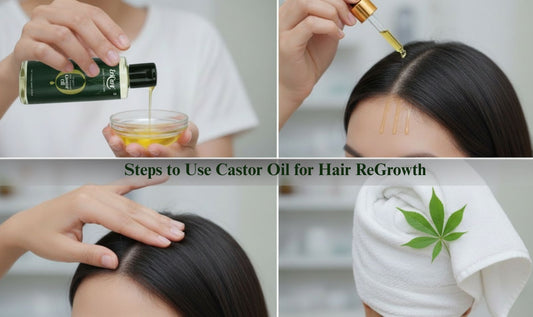 A step by step image shows that How to Use Castor Oil for Hair Regrowth