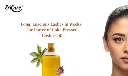 long eyelashes and thick eyebrows with application of castor oil