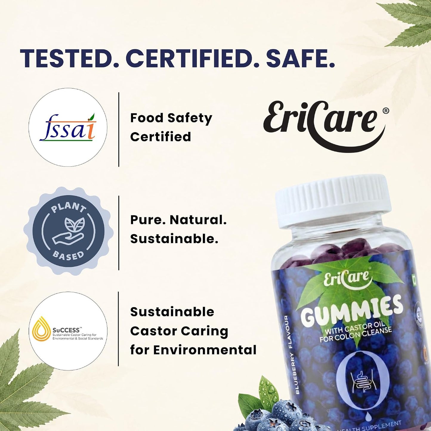 Colon Cleanse Constipation Gummies | For Natural Colon Cleanse & Bowel Regularity | EriCare – 30 N