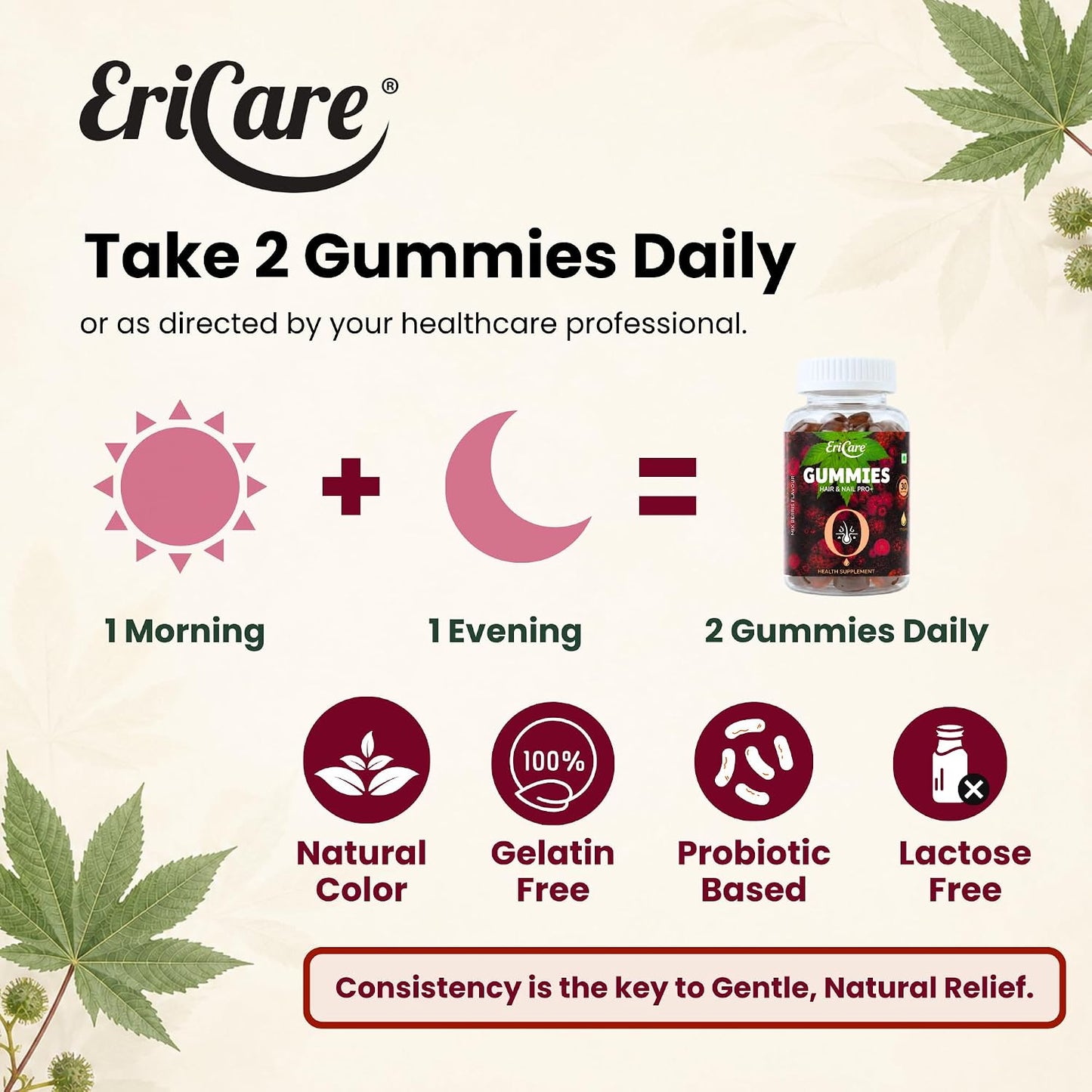 Biotin Gummies with Power of Castor Oil for Strong Hair and Nail | EriCare- 30N