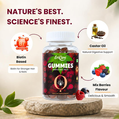Biotin Gummies with Power of Castor Oil for Strong Hair and Nail | EriCare- 30N