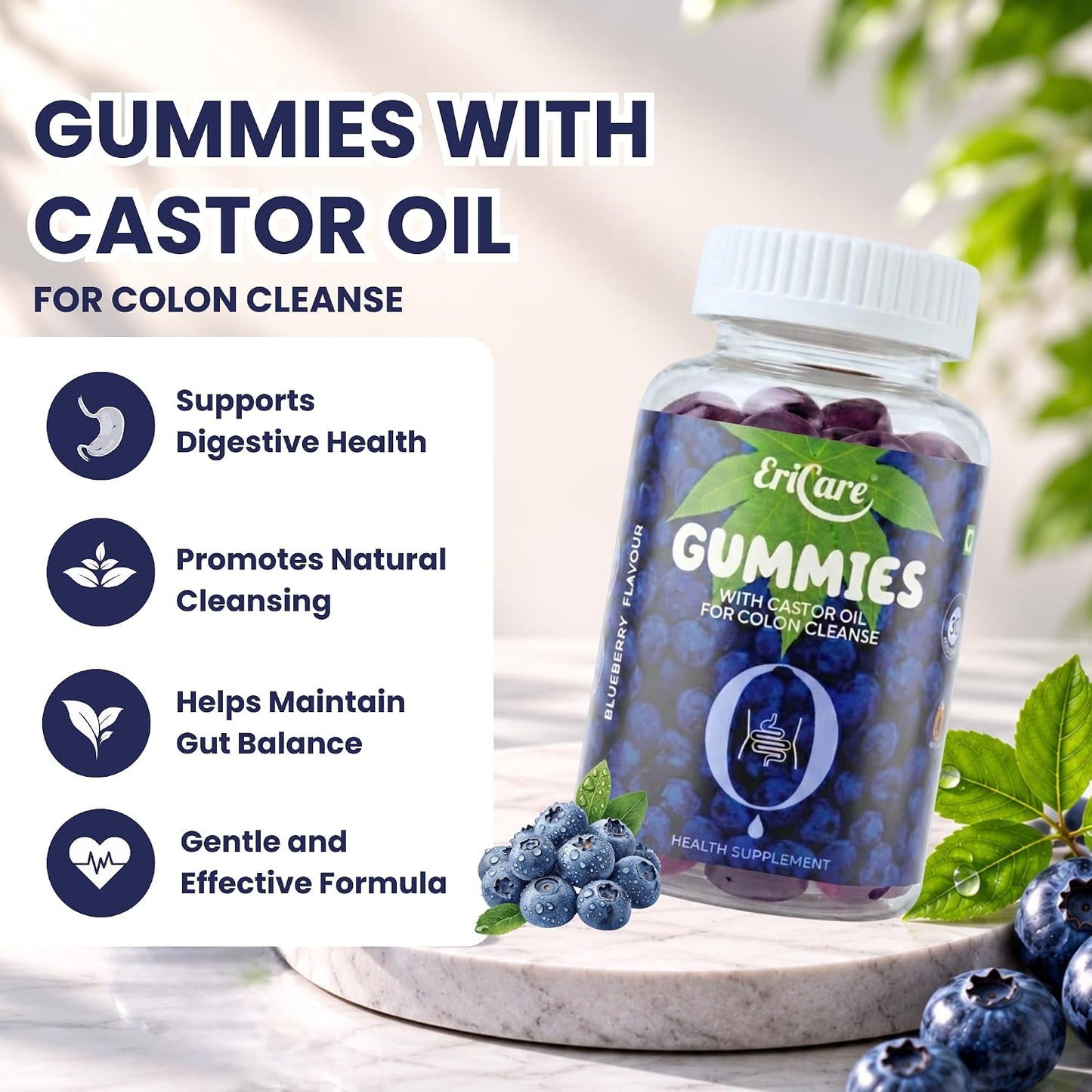 Colon Cleanse Constipation Gummies | For Natural Colon Cleanse & Bowel Regularity | EriCare – 30 N