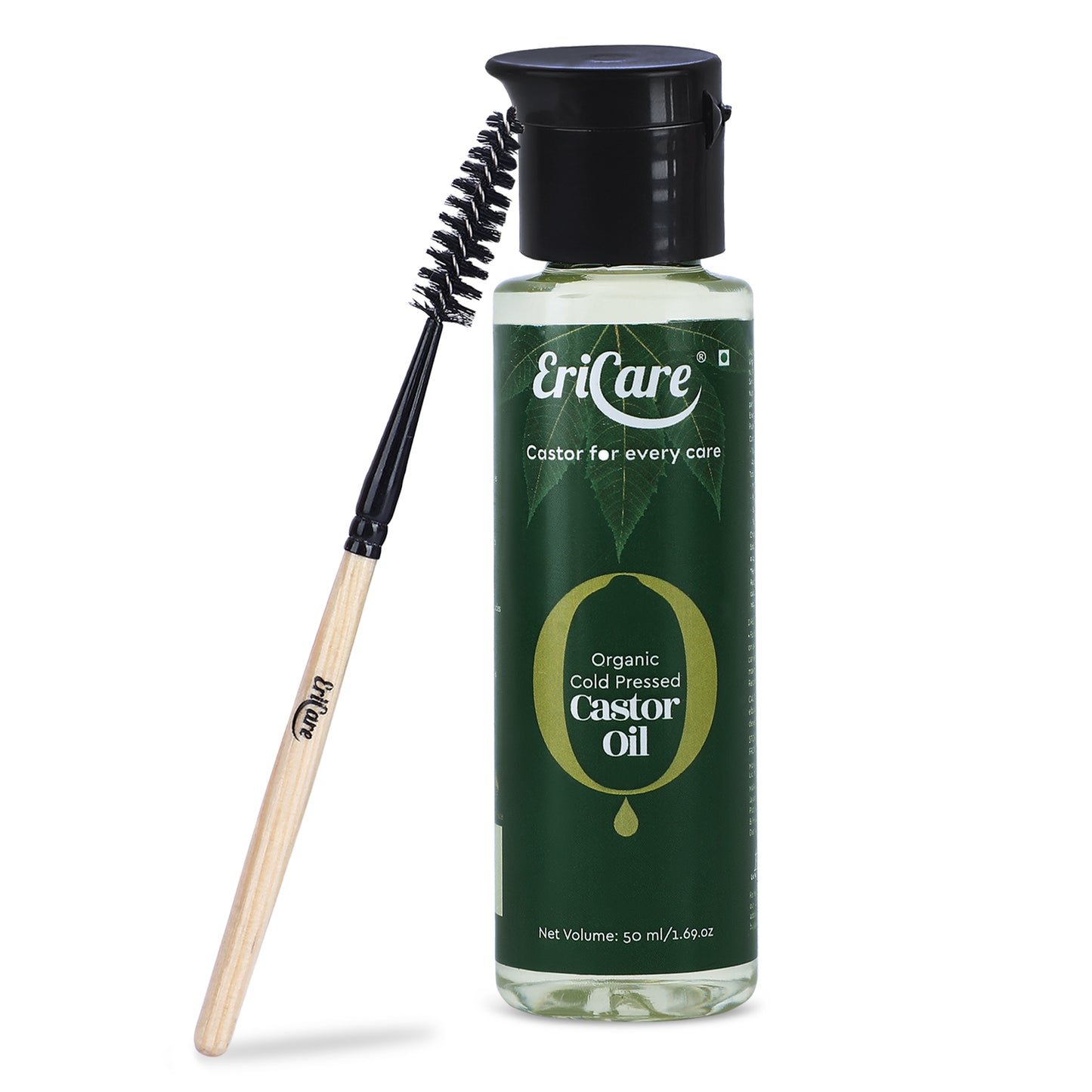 Organic Castor Oil For Eyelashes/Eyebrows Growth - 50ML | EriCare®  | Mini Travel Friendly