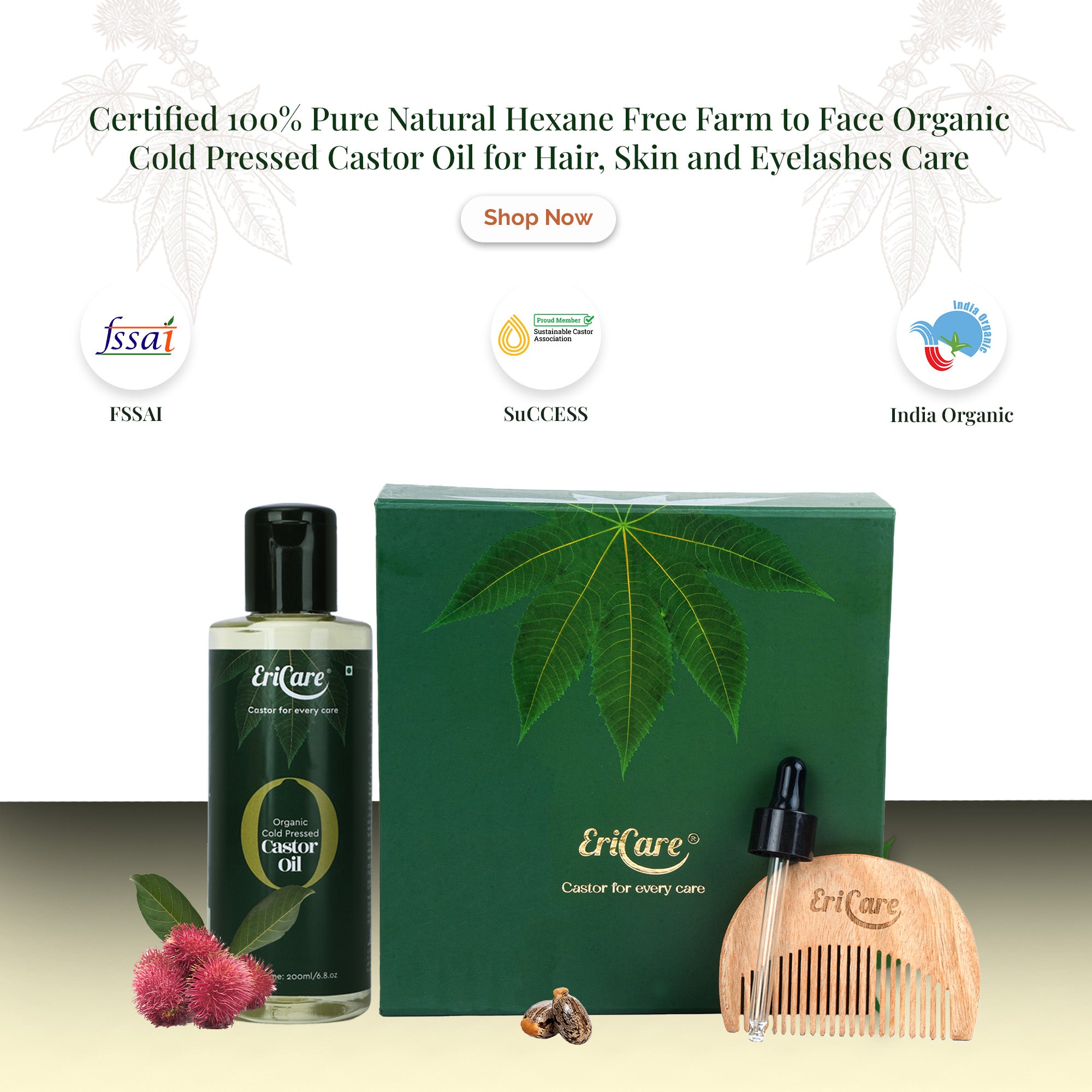100% Pure Castor Oil organic cold pressed for hair and eyelashes growth, skin care