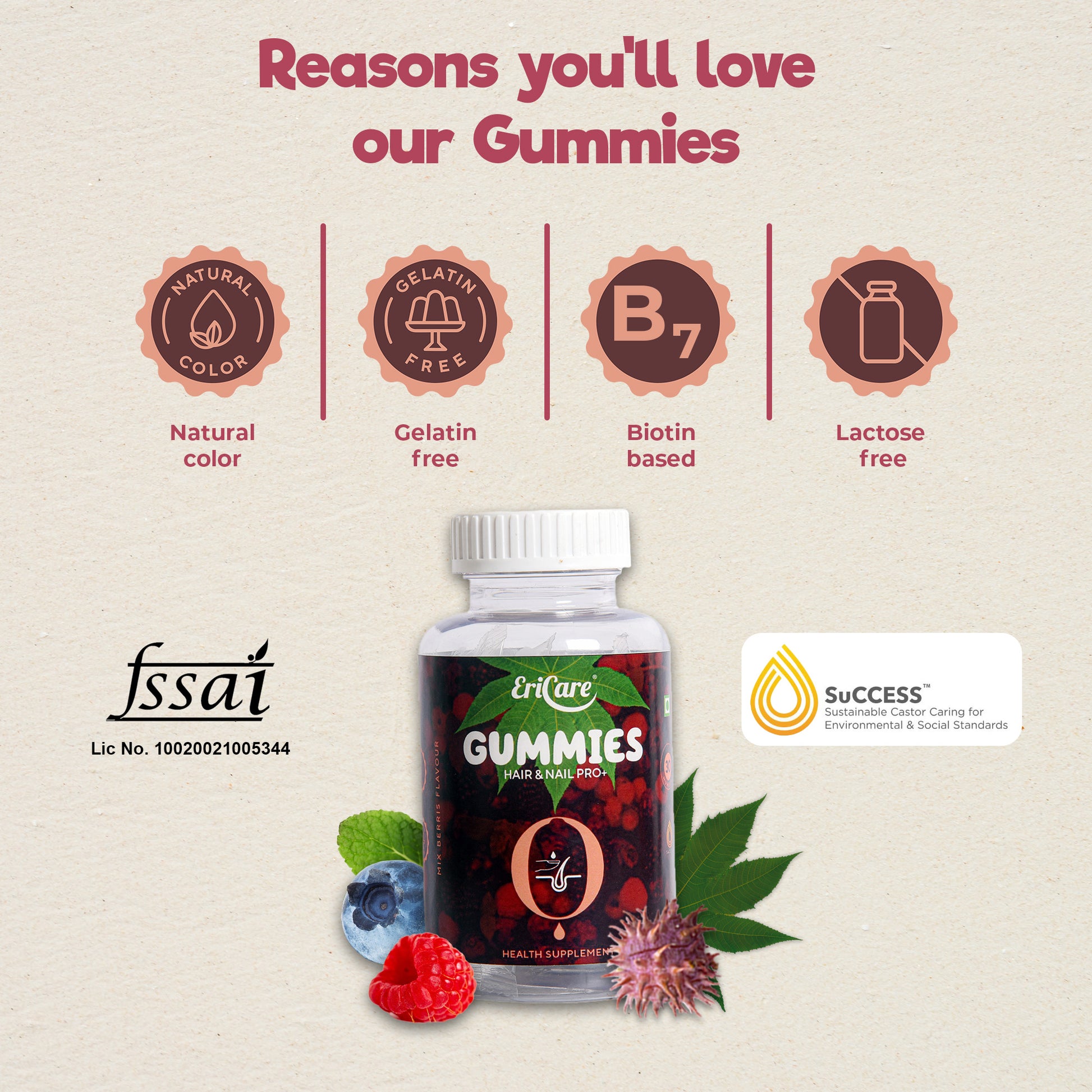 Our Gummies are unique and you will love it for its natural colour, biotin, gelatin free and lactose free