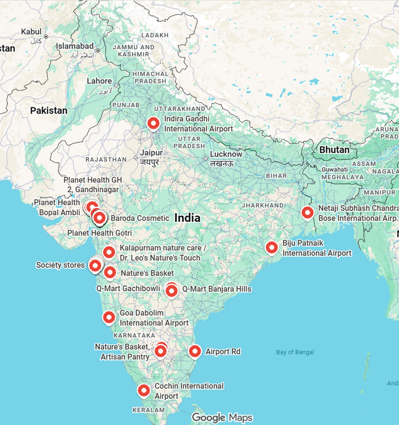 EriCare physical store locations across India