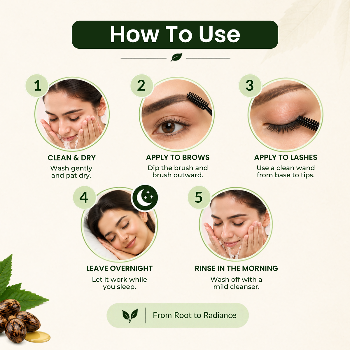 EriCare Organic Castor Oil Eyelash & Eyebrow Care Kit how to use on eyebrows and eyelashes
