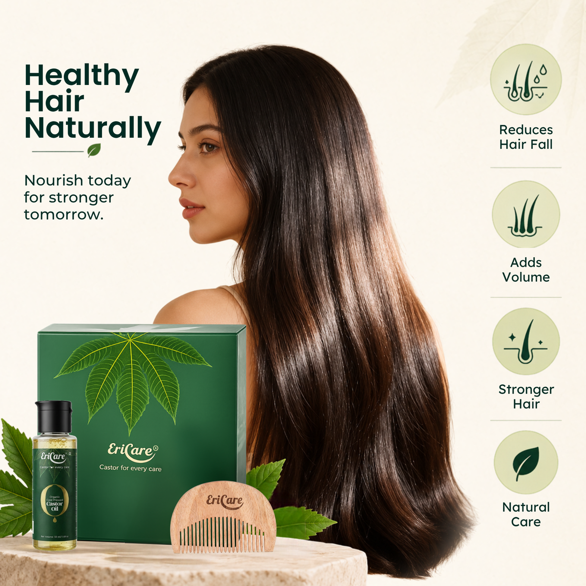 EriCare Organic Castor Oil Hair Care Kit for healthy, stronger hair