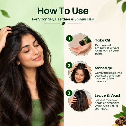 EriCare Organic Castor Oil Hair Care Kit how to use for hair and scalp
