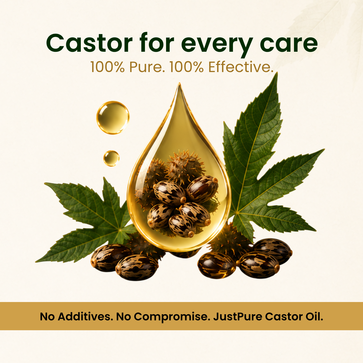EriCare Organic Cold-Pressed Castor Oil 200ml 100% pure castor oil, no additives