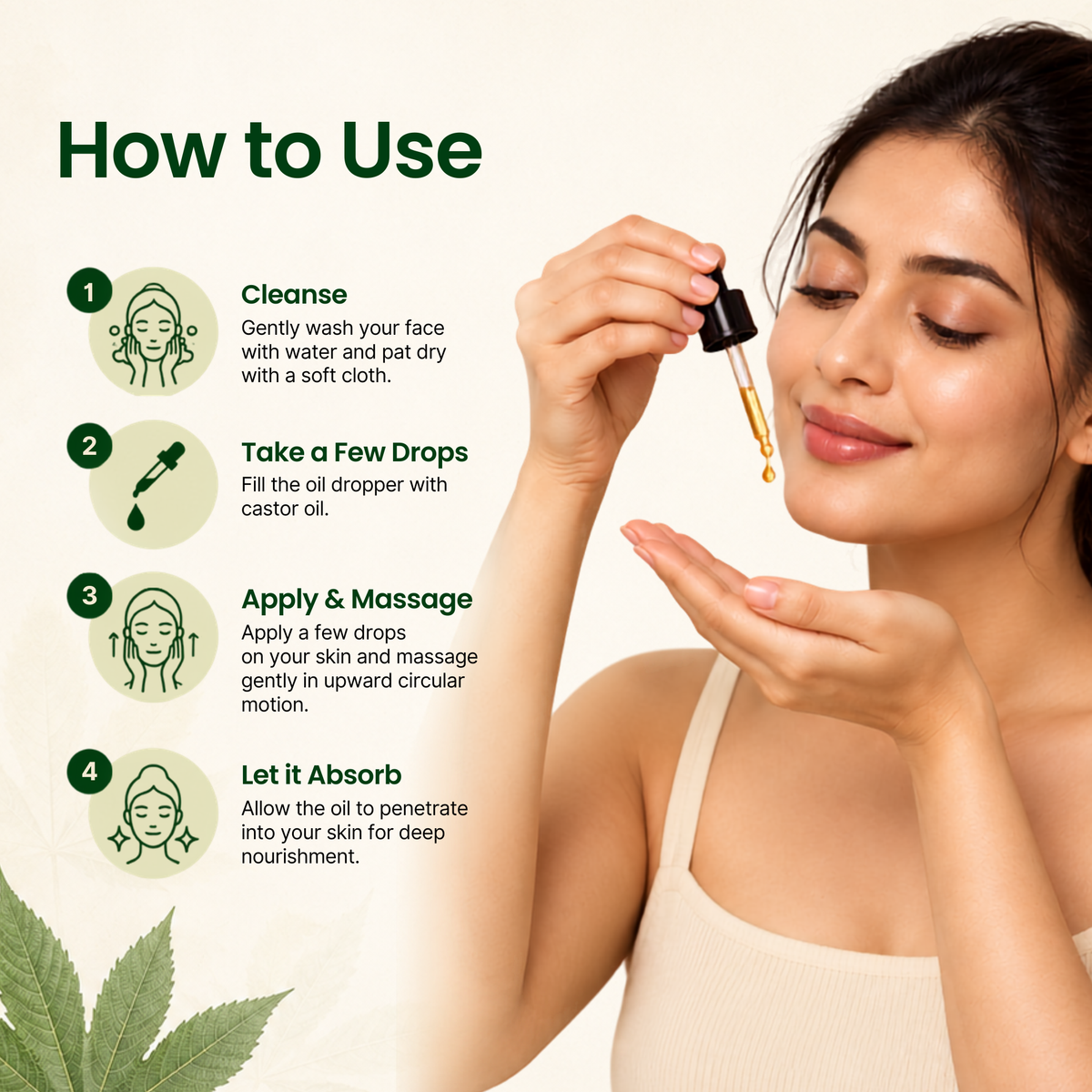 EriCare Organic Castor Oil Skin Care Kit how to use for face