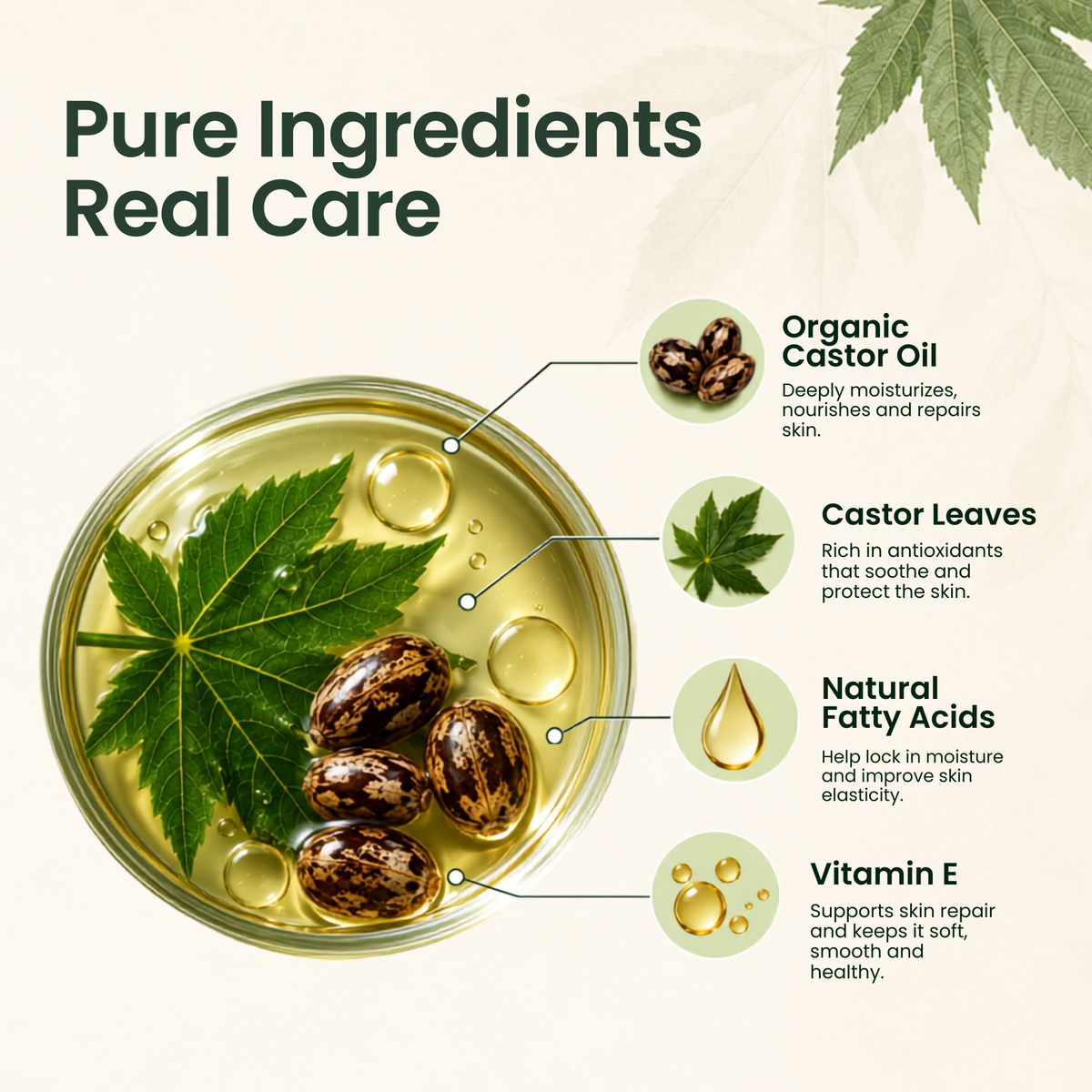 EriCare Organic Castor Oil Skin Care Kit pure ingredients