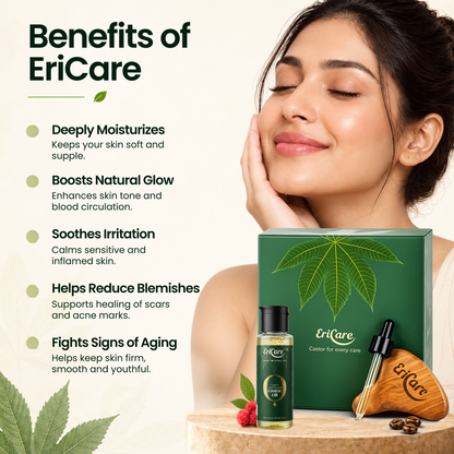 EriCare Organic Castor Oil Skin Care Kit benefits for skin