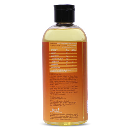 cold-pressed castor oil 500ML product photo featuring ingredients, nutritional values, usage instructions, and certification logo